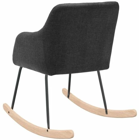 HAPPYSHOPPING Chaise à Bascule Gris Foncé Tissu 7 HAPPYSHOPPING Chaise à Bascule Gris Foncé Tissu – Image 5