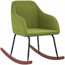 HAPPYSHOPPING Chaise à Bascule Vert Clair Velours