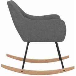 HAPPYSHOPPING Chaise à Bascule Gris Foncé Tissu -Assise pour enfant Soldes 56685478 5