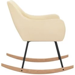 HAPPYSHOPPING Chaise à Bascule Crème Tissu -Assise pour enfant Soldes 56685493 5
