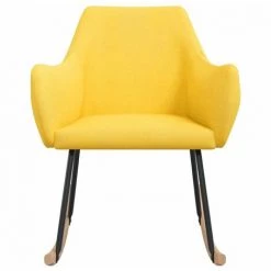 HAPPYSHOPPING Chaise à Bascule Jaune Moutarde Tissu -Assise pour enfant Soldes 56685507 4