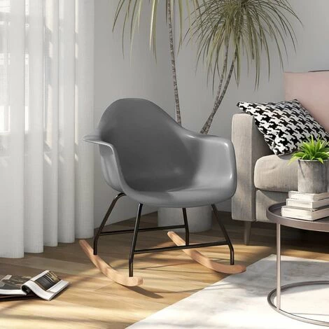 HAPPYSHOPPING Chaise à Bascule Gris PP 3 HAPPYSHOPPING Chaise à Bascule Gris PP