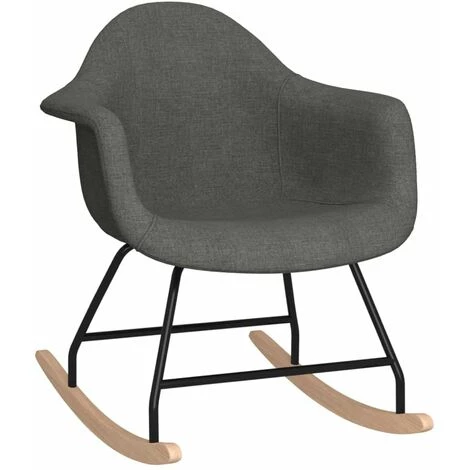 HAPPYSHOPPING Chaise à Bascule Gris Foncé Tissu 4 HAPPYSHOPPING Chaise à Bascule Gris Foncé Tissu – Image 2