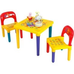 GIANTEX Ensemble Table Et 2 Chaises Enfant Imprimé Alphabet Pour Loisirs Créatifs Des Petits Avec Couleurs Vives