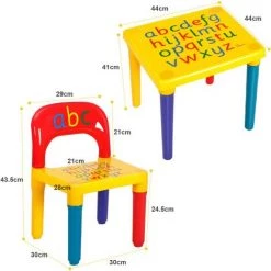 GIANTEX Ensemble Table Et 2 Chaises Enfant Imprimé Alphabet Pour Loisirs Créatifs Des Petits Avec Couleurs Vives -Assise pour enfant Soldes 57012762 5