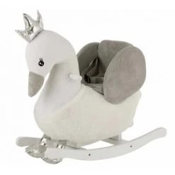Paris Prix - Fauteuil à Bascule Enfant "cygne" 60cm Blanc & Gris