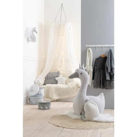 Paris Prix - Fauteuil Enfant "cygne" 77cm Blanc & Argent 4 Paris Prix - Fauteuil Enfant "cygne" 77cm Blanc & Argent – Image 2