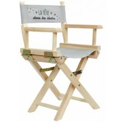 Paris Prix - Chaise Enfant "directeur" 57cm Gris & Naturel