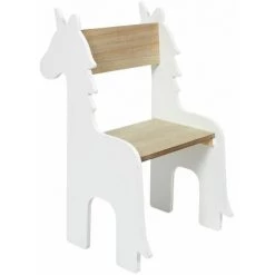 Paris Prix - Chaise Enfant Design "licorne" 60cm Blanc & Naturel
