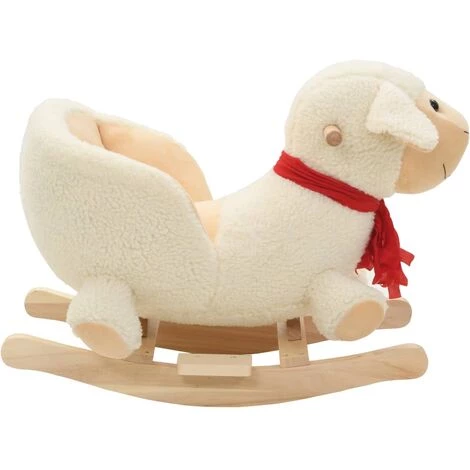 TRUE DEAL Mouton à Bascule Avec Dossier Peluche 60 X 32 X 50 Cm Blanc 4 TRUE DEAL Mouton à Bascule Avec Dossier Peluche 60 X 32 X 50 Cm Blanc – Image 2