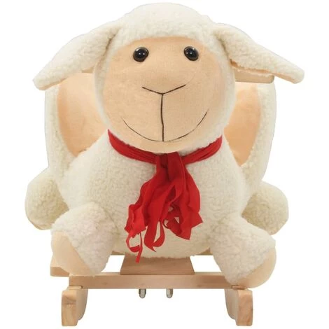 TRUE DEAL Mouton à Bascule Avec Dossier Peluche 60 X 32 X 50 Cm Blanc 5 TRUE DEAL Mouton à Bascule Avec Dossier Peluche 60 X 32 X 50 Cm Blanc – Image 3