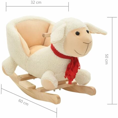 TRUE DEAL Mouton à Bascule Avec Dossier Peluche 60 X 32 X 50 Cm Blanc 7 TRUE DEAL Mouton à Bascule Avec Dossier Peluche 60 X 32 X 50 Cm Blanc – Image 5