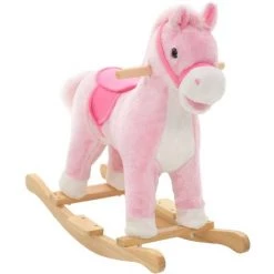 TRUE DEAL Cheval à Bascule Peluche 65 X 32 X 58 Cm Rose