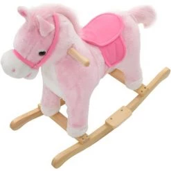 TRUE DEAL Cheval à Bascule Peluche 65 X 32 X 58 Cm Rose -Assise pour enfant Soldes 57843176 4