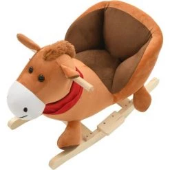 TRUE DEAL Cheval à Bascule Avec Dossier Peluche 60 X 32 X 50 Cm Marron -Assise pour enfant Soldes 57843585 4