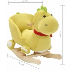 TRUE DEAL Dragon à Bascule Avec Dossier Peluche 60x32x53 Cm Vert Citron -Assise pour enfant Soldes 57846935 5