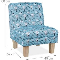 Relaxdays Fauteuil Pour Enfants Avec Motifs D’éléphant Pour Garçons Et Filles, HLP : 60 X 45 X 52 Cm, Bleu Clair -Assise pour enfant Soldes 57904243 5