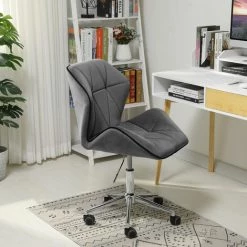 SVITA Chaise De Bureau Chaise De Bureau Confortable Réglable En Hauteur Sans Accoudoirs Velours Gris Foncé -Assise pour enfant Soldes 58261131 3
