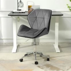 SVITA Chaise De Bureau Chaise De Bureau Confortable Réglable En Hauteur Sans Accoudoirs Velours Gris Foncé -Assise pour enfant Soldes 58261131 5