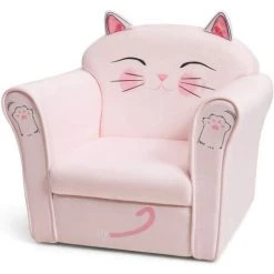 DREMADE DREAMADE Fauteuil Pour Enfant, Canapé D' Enfant Rembourré Confortable Avec Accoudoir Ergonomique, Canapé Avec Dessin Animé Mignon, Pour Salon, Chambre, Ecole Maternelle (Motif Chat)