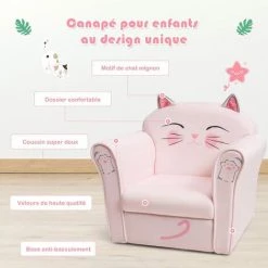 DREMADE DREAMADE Fauteuil Pour Enfant, Canapé D' Enfant Rembourré Confortable Avec Accoudoir Ergonomique, Canapé Avec Dessin Animé Mignon, Pour Salon, Chambre, Ecole Maternelle (Motif Chat) -Assise pour enfant Soldes 58846043 3