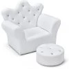 DREMADE DREAMADE Fauteuil Pour Enfant Rembourré Avec Pouf, Canapé Enfant En PVC Et Eponge Avec Accoudoir, Style De Couronne Princesse, Pour Chambre D'enfants, Salon, Chambre à Coucher (Blanc) -Assise pour enfant Soldes 58846044 1