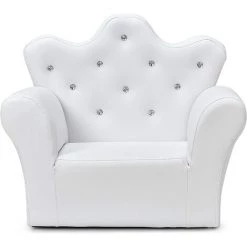 DREMADE DREAMADE Fauteuil Pour Enfant Rembourré Avec Pouf, Canapé Enfant En PVC Et Eponge Avec Accoudoir, Style De Couronne Princesse, Pour Chambre D'enfants, Salon, Chambre à Coucher (Blanc) -Assise pour enfant Soldes 58846044 4