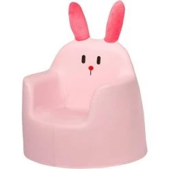 DREMADE DREAMADE Canapé Pour Enfants En Forme Lapin, Bébé Fauteuil Rembouré à Design Ergonomique Avec Surface Intégrée En Mousse Et PVC, Pour Enfants De 9 Mois-3 Ans, 46X49X43 CM, Rose -Assise pour enfant Soldes 58846061 3