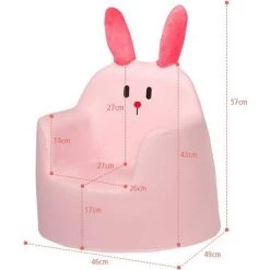 DREMADE DREAMADE Canapé Pour Enfants En Forme Lapin, Bébé Fauteuil Rembouré à Design Ergonomique Avec Surface Intégrée En Mousse Et PVC, Pour Enfants De 9 Mois-3 Ans, 46X49X43 CM, Rose -Assise pour enfant Soldes 58846061 5