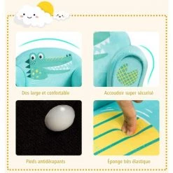 DREMADE DREAMADE Fauteuil Pour Enfant, Canapé D' Enfant Rembourré Confortable Avec Accoudoir Ergonomique, Canapé Avec Dessin Animé Mignon, Pour Salon, Chambre, Ecole Maternelle (Motif Crocodile) -Assise pour enfant Soldes 58846087 3