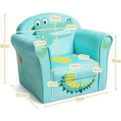 DREMADE DREAMADE Fauteuil Pour Enfant, Canapé D' Enfant Rembourré Confortable Avec Accoudoir Ergonomique, Canapé Avec Dessin Animé Mignon, Pour Salon, Chambre, Ecole Maternelle (Motif Crocodile) -Assise pour enfant Soldes 58846087 5