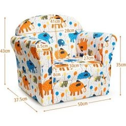 DREMADE DREAMADE Fauteuil Pour Enfant, Canapé D' Enfant Rembourré Confortable Avec Accoudoir Ergonomique, Canapé Avec Dessin Animé Mignon, Pour Salon, Chambre, Ecole Maternelle (Motif Éléphant) -Assise pour enfant Soldes 58846088 5