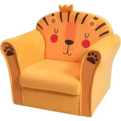 DREMADE DREAMADE Fauteuil Pour Enfant, Canapé D' Enfant Rembourré Confortable Avec Accoudoir Ergonomique, Canapé Avec Dessin Animé Mignon, Pour Salon, Chambre, Ecole Maternelle (Motif Lion)