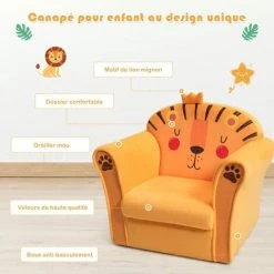 DREMADE DREAMADE Fauteuil Pour Enfant, Canapé D' Enfant Rembourré Confortable Avec Accoudoir Ergonomique, Canapé Avec Dessin Animé Mignon, Pour Salon, Chambre, Ecole Maternelle (Motif Lion) -Assise pour enfant Soldes 58846089 3