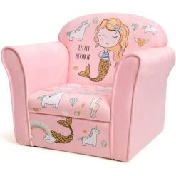 DREMADE DREAMADE Fauteuil Pour Enfant, Canapé D' Enfant Rembourré Confortable Avec Accoudoir Ergonomique, Canapé Avec Dessin Animé Mignon, Pour Salon, Chambre, Ecole Maternelle (Motif Sirène)