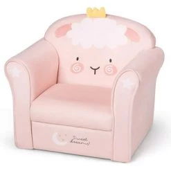 DREMADE DREAMADE Fauteuil Pour Enfant, Canapé D' Enfant Rembourré Confortable Avec Accoudoir Ergonomique, Canapé Avec Dessin Animé Mignon, Pour Salon, Chambre, Ecole Maternelle (Motif Agneau)