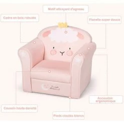 DREMADE DREAMADE Fauteuil Pour Enfant, Canapé D' Enfant Rembourré Confortable Avec Accoudoir Ergonomique, Canapé Avec Dessin Animé Mignon, Pour Salon, Chambre, Ecole Maternelle (Motif Agneau) -Assise pour enfant Soldes 58846096 3