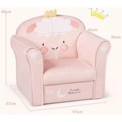DREMADE DREAMADE Fauteuil Pour Enfant, Canapé D' Enfant Rembourré Confortable Avec Accoudoir Ergonomique, Canapé Avec Dessin Animé Mignon, Pour Salon, Chambre, Ecole Maternelle (Motif Agneau) -Assise pour enfant Soldes 58846096 5