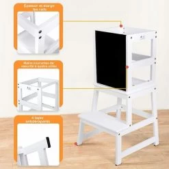VIEWEE Tour D'apprentissage Enfant Avec Tableau Noir Et Barre De Sécurité, Escabeau Adaptée Aux Enfants De Plus De 18 Mois, Escabeau Amovible, Chaise Haute En Bois Enfants, Escabeau De Cuisine, Blanche 9 VIEWEE Tour D'apprentissage Enfant Avec Tableau Noir Et Barre De Sécurité, Escabeau Adaptée Aux Enfants De Plus De 18 Mois, Escabeau Amovible, Chaise Haute En Bois Enfants, Escabeau De Cuisine, Blanche -Assise pour enfant Soldes 58846561 3
