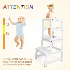 VIEWEE Tour D'apprentissage Enfant Avec Tableau Noir Et Barre De Sécurité, Escabeau Adaptée Aux Enfants De Plus De 18 Mois, Escabeau Amovible, Chaise Haute En Bois Enfants, Escabeau De Cuisine, Blanche 10 VIEWEE Tour D'apprentissage Enfant Avec Tableau Noir Et Barre De Sécurité, Escabeau Adaptée Aux Enfants De Plus De 18 Mois, Escabeau Amovible, Chaise Haute En Bois Enfants, Escabeau De Cuisine, Blanche -Assise pour enfant Soldes 58846561 4