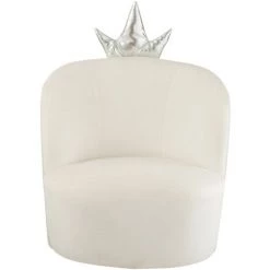 LES TENDANCES Fauteuil Enfant Couronne Velours Blanc Doria -Assise pour enfant Soldes 60349274 2