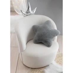 LES TENDANCES Fauteuil Enfant Couronne Velours Blanc Doria -Assise pour enfant Soldes 60349274 3