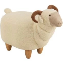 LES TENDANCES Chaise Enfant Bélier Bois Et Tissu Blanc Et Marron Betty