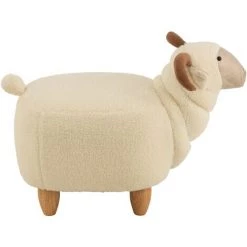 LES TENDANCES Chaise Enfant Bélier Bois Et Tissu Blanc Et Marron Betty -Assise pour enfant Soldes 60629671 3