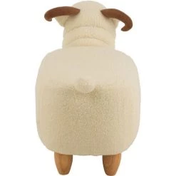 LES TENDANCES Chaise Enfant Bélier Bois Et Tissu Blanc Et Marron Betty -Assise pour enfant Soldes 60629671 4