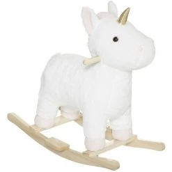 Atmosphera - Cheval à Bascule Licorne Blanche Et Rose H 55 Cm - Blanc