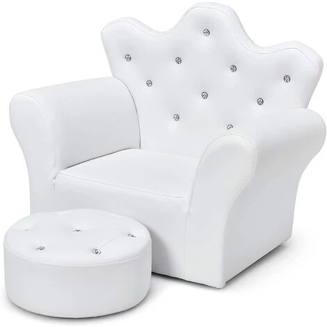 BAICCCF Canapé Pour Enfant En Forme De Couronne Blanche Avec Repose-pieds, Fauteuil Enfant,chaise D'accoudoir Rembourrée Pour Princesse Avec Pouf, Cuir PVC Et Cristal Intégré, Meubles De Chambre à Coucher Pour Bébé Fille 3 BAICCCF Canapé Pour Enfant En Forme De Couronne Blanche Avec Repose-pieds, Fauteuil Enfant,chaise D'accoudoir Rembourrée Pour Princesse Avec Pouf, Cuir PVC Et Cristal Intégré, Meubles De Chambre à Coucher Pour Bébé Fille