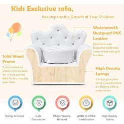 BAICCCF Canapé Pour Enfant En Forme De Couronne Blanche Avec Repose-pieds, Fauteuil Enfant,chaise D'accoudoir Rembourrée Pour Princesse Avec Pouf, Cuir PVC Et Cristal Intégré, Meubles De Chambre à Coucher Pour Bébé Fille 9 BAICCCF Canapé Pour Enfant En Forme De Couronne Blanche Avec Repose-pieds, Fauteuil Enfant,chaise D'accoudoir Rembourrée Pour Princesse Avec Pouf, Cuir PVC Et Cristal Intégré, Meubles De Chambre à Coucher Pour Bébé Fille -Assise pour enfant Soldes 61088885 3