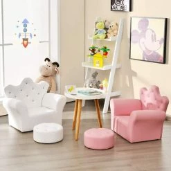 BAICCCF Canapé Pour Enfant En Forme De Couronne Blanche Avec Repose-pieds, Fauteuil Enfant,chaise D'accoudoir Rembourrée Pour Princesse Avec Pouf, Cuir PVC Et Cristal Intégré, Meubles De Chambre à Coucher Pour Bébé Fille 11 BAICCCF Canapé Pour Enfant En Forme De Couronne Blanche Avec Repose-pieds, Fauteuil Enfant,chaise D'accoudoir Rembourrée Pour Princesse Avec Pouf, Cuir PVC Et Cristal Intégré, Meubles De Chambre à Coucher Pour Bébé Fille -Assise pour enfant Soldes 61088885 5