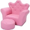 BAICCCF Canapé Rose Pour Enfant,Fauteuil Enfant, Chaise D'accoudoir Rembourrée Pour Princesse Avec Pouf, Cuir PVC Et Cristal Intégré, Meubles De Chambre à Coucher Pour Bébé Fille -Assise pour enfant Soldes 61088925 1